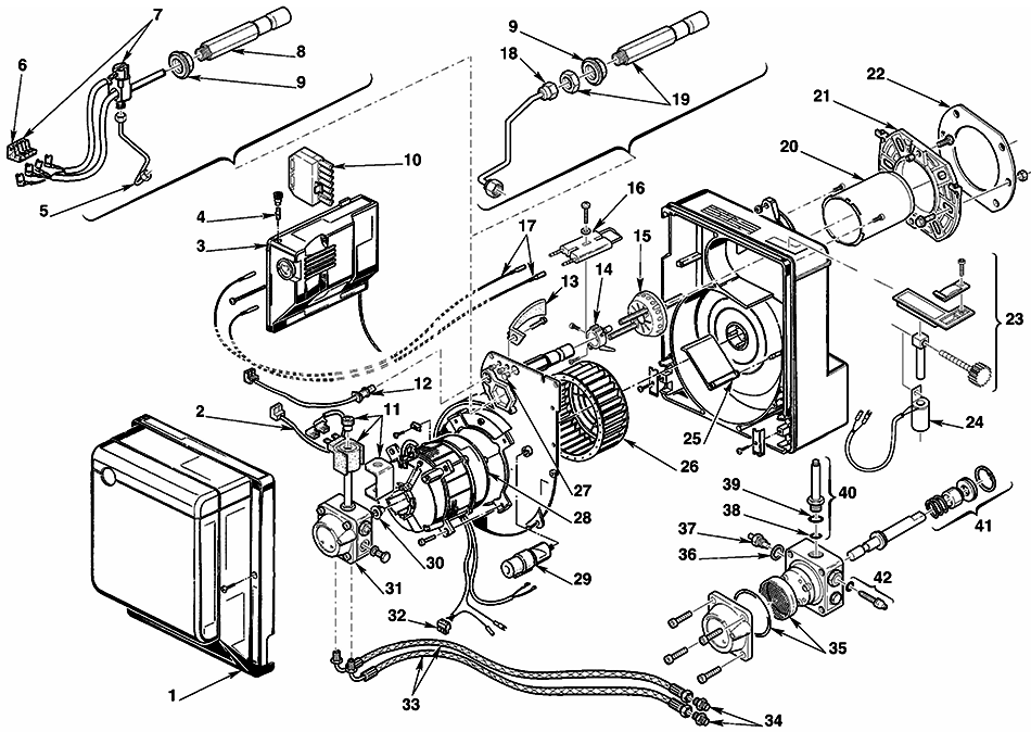 Запчасти для  горелки Riello серии Gulliver RG0.1R (368 T1) 3736700