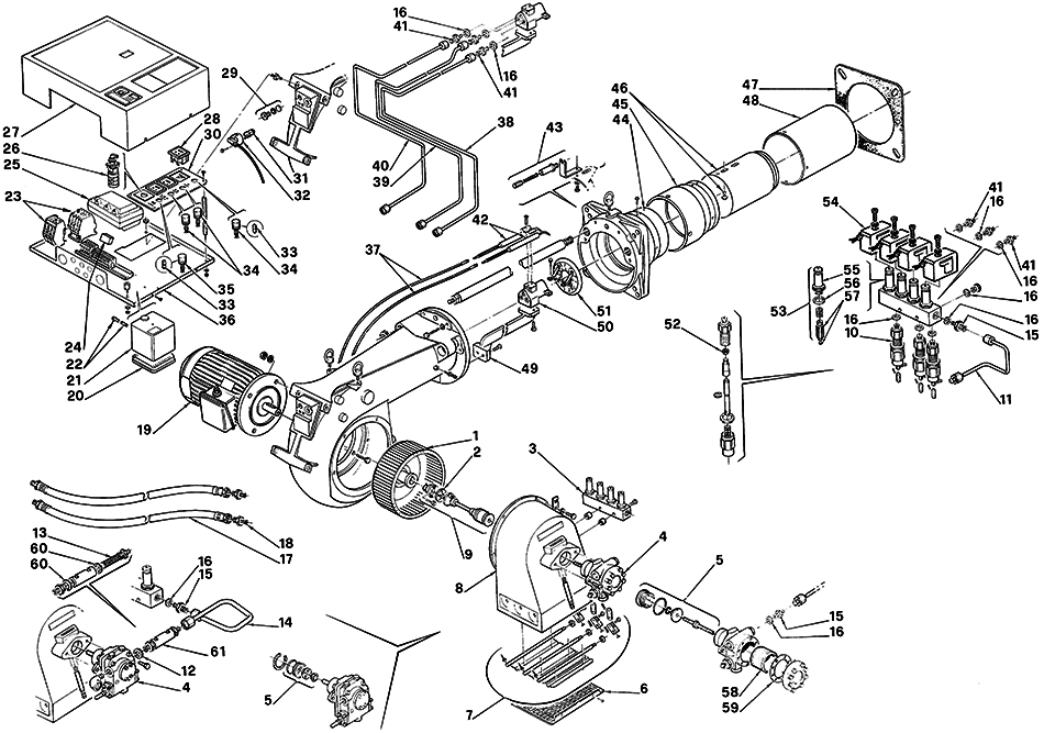 Запчасти для  горелки Riello серии P 450 T/G (479 M1) 3479321