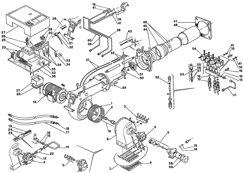 Запчасти для  горелки Riello серии P 450 T/G (479 M1) 3479331