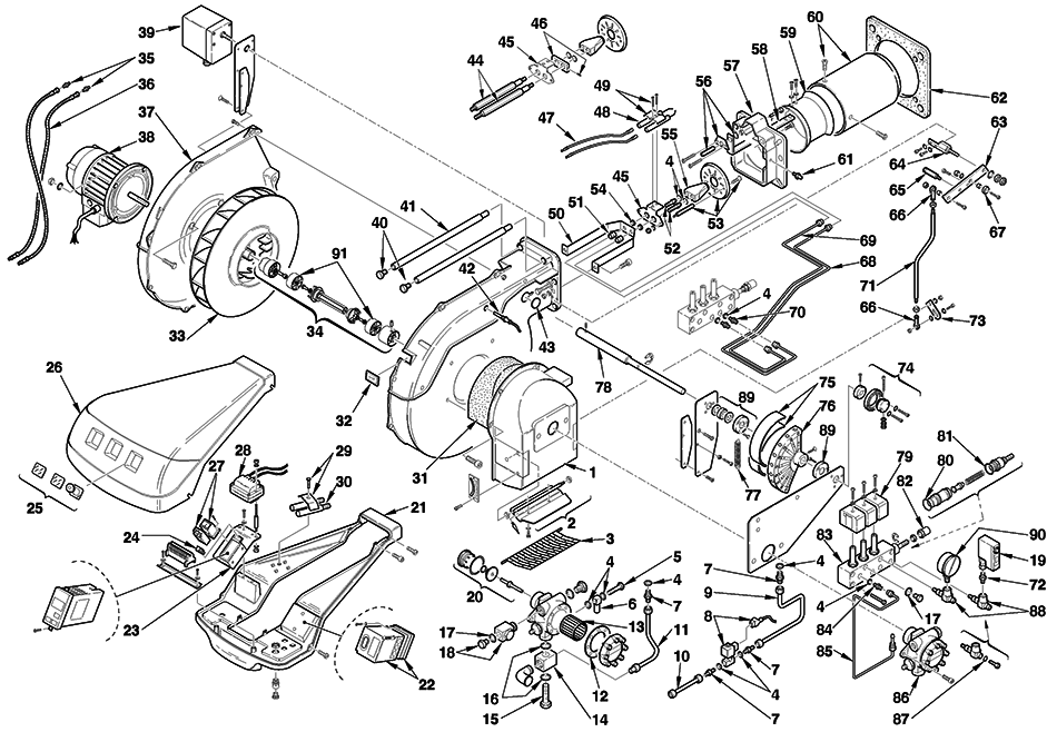 Запчасти для  горелки Riello серии RL 130/M (671 T1) 3477413
