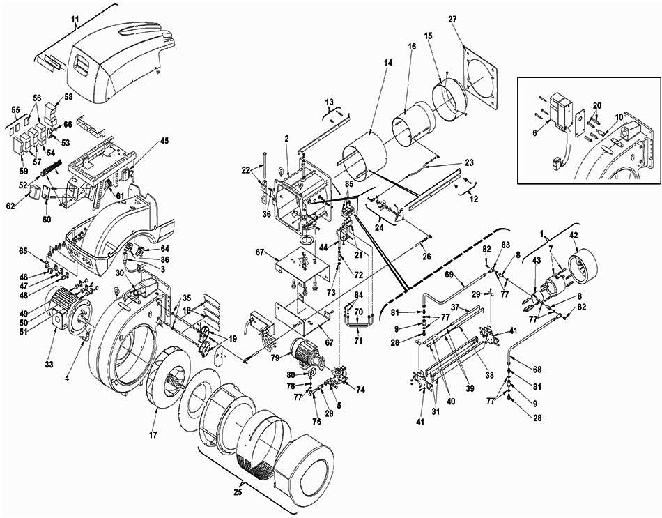 Запчасти для  горелки Riello серии RL 400/B MZ (967 T) 3478512
