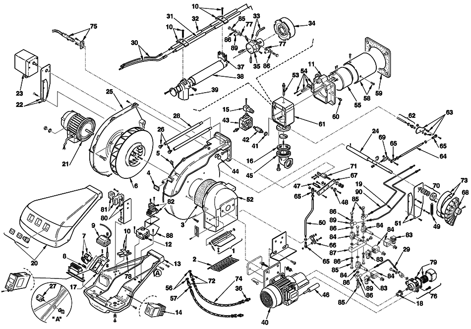 Запчасти для  горелки Riello серии RLS 68/M MX (779 T) 3898000