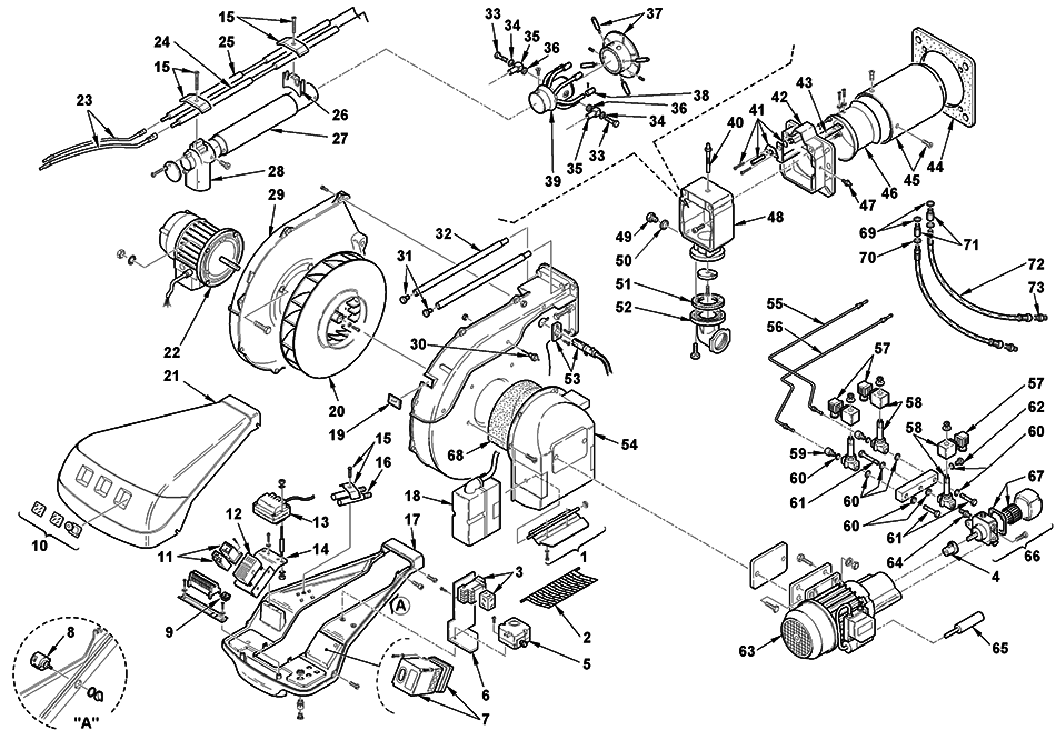 Запчасти для  горелки Riello серии RLS 130 (689 T1) 3485400