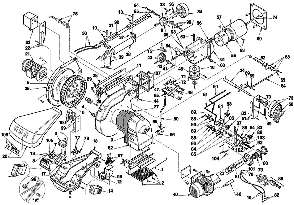 Запчасти для  горелки Riello серии RLS 160/M MZ (781 T1) 3898200