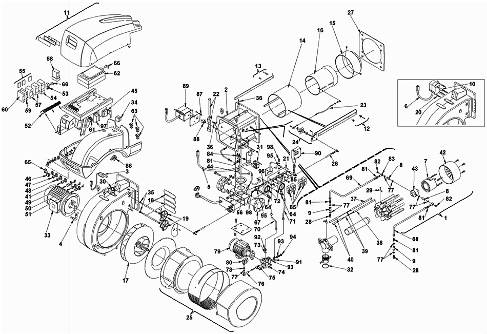 Запчасти для  горелки Riello серии RLS 300/E MX (782 T) 3898530
